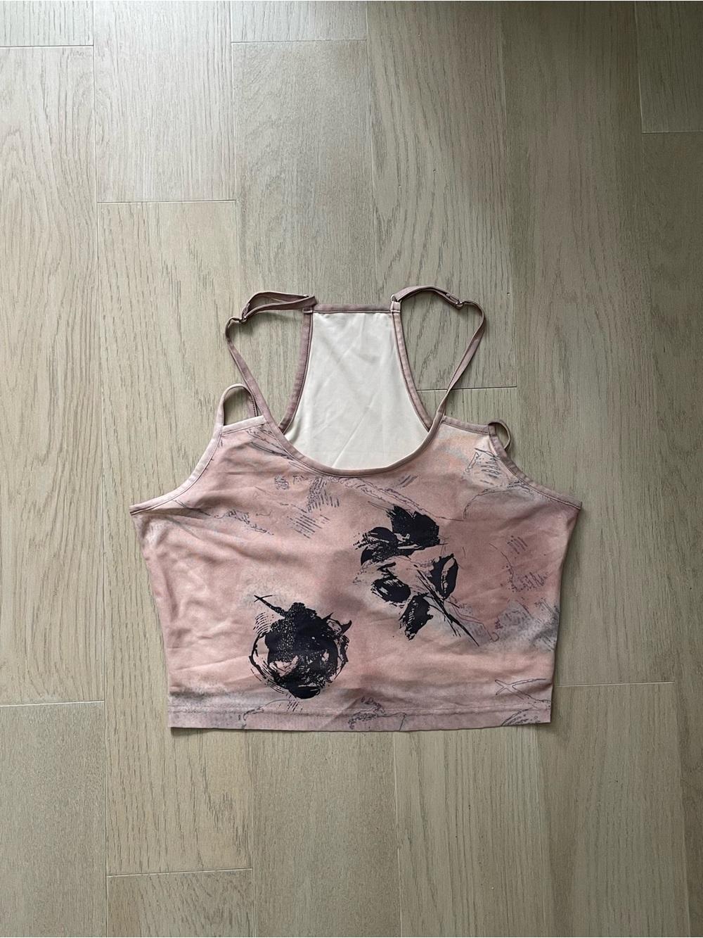 Women's Pink Floral Print Racerback Crop Top